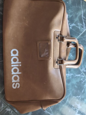 Adidas vintage bag used, brown hand bag 70-80s