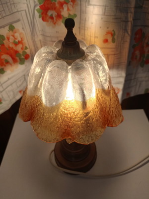 Metal Table Lamp with Vintage Glass Shade used