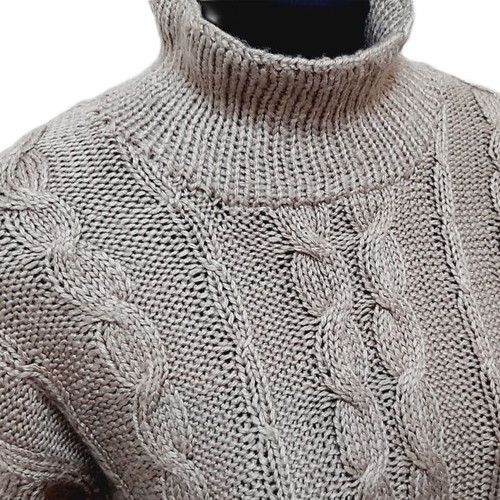 Vintage hand-knitted dress beige wool blend size M like new