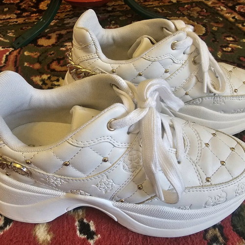 Guess Jency women's chunky sneakers white with gold details like new