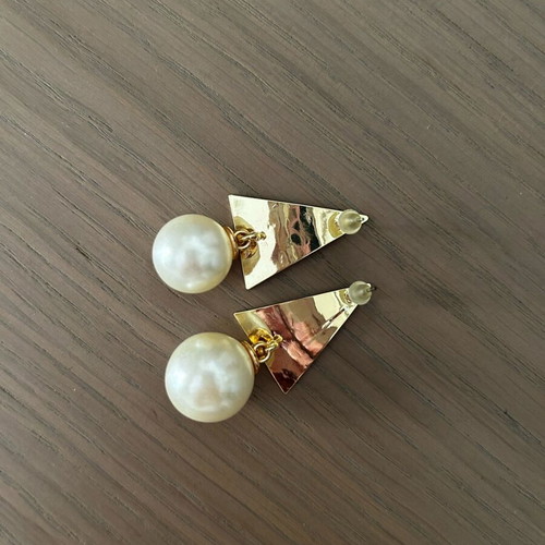 Earrings like new, gold color with white pearl-like detail