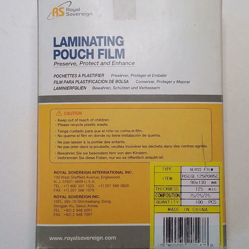 Laminating photo pouches new, pack of 100 pcs, 9x13 cm