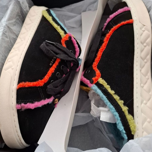 Kurt Geiger Slip-On Trainers Size 40 New, Suede, Black with Colorful Details