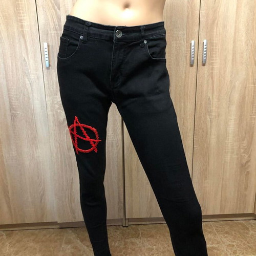 VA TACH pants new skinny fit, size S/M, black and red