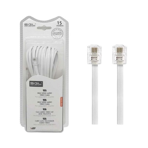 SGL Flat τηλεφωνικό καλώδιο RJ11 15m καινούργιο beige