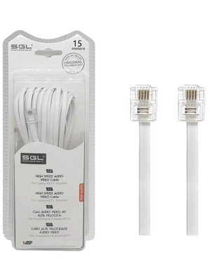 SGL Flat telephone cable RJ11 15m new beige