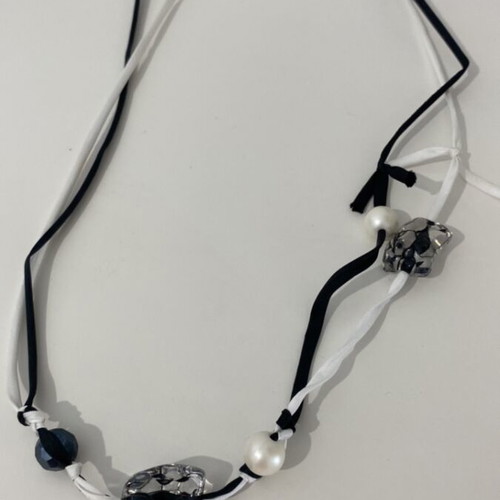 Handmade black and white necklace like new
