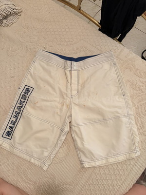 North Sails vintage men's swim shorts used, white and blue