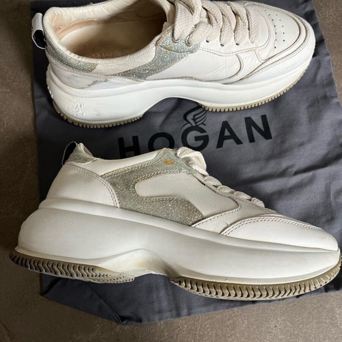 Hogan Maxi Active women's shoes used, size 38, white with silver
