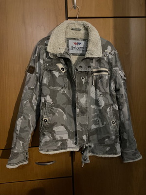 Sherpa military jacket, grey beige, size S