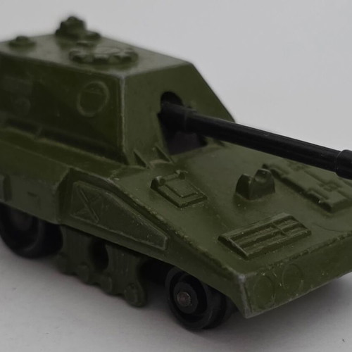 Matchbox Lesney Rolomatics No. 70 S.P. Gun Tank toy, vintage 1976