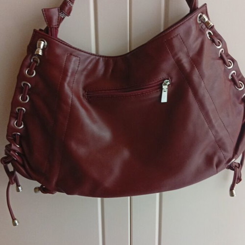 Leather shoulder bag burgundy like new