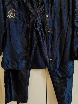 Women's winter satin pajama set blue XL used with gold buttons