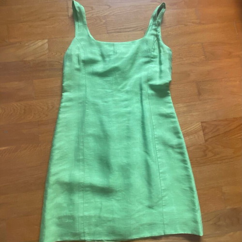 Silk mini dress light green like new, size S