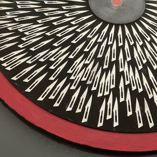 Red Eye signed geometric art on canvas by Andrew Macleod
