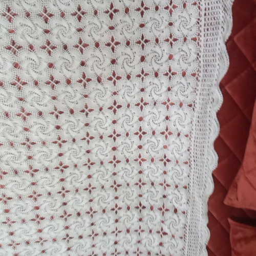 Handmade crochet cotton tablecloth, vintage