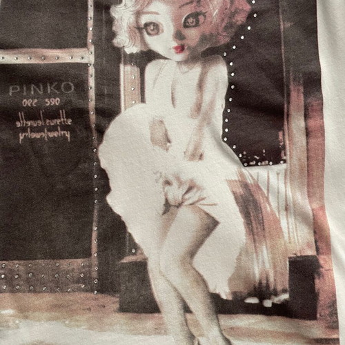 Pinko kids t-shirt white with Marilyn Monroe print and strass, used