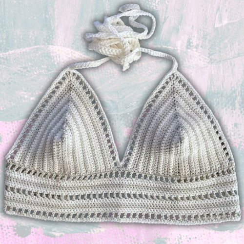 Handmade Top Bralette White Granite size M