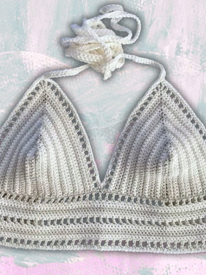 Handmade Top Bralette White Granite size M