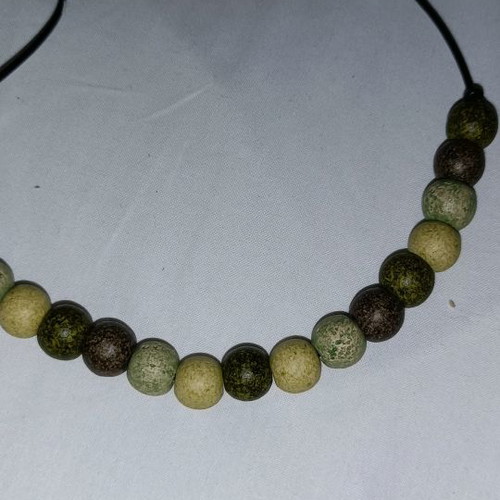 Handmade bijou set bracelet and necklace with ceramic beads and leather cord new