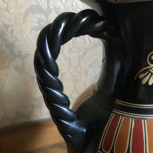 Clay Ancient Greek Amphora Replica, Decorative Vase Retro Vintage