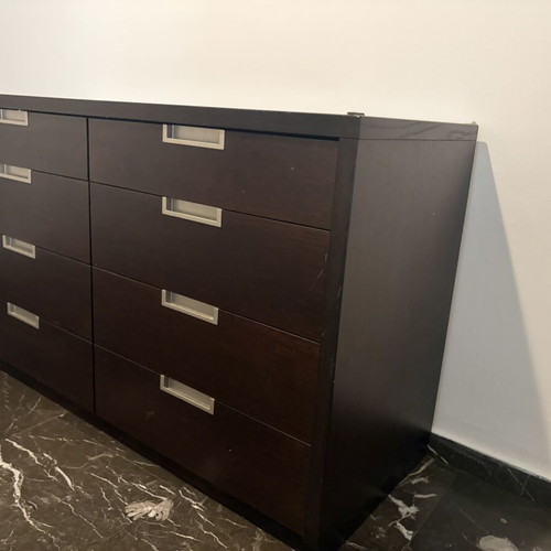 Chest of drawers with 8 drawers, dark brown, 117×46×72 cm