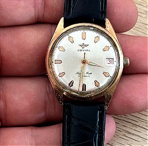 JOVIAL DE LUXE 21 JEWELS DAY GOLD PLATED VINTAGE SWISS MADE  MEN'S WATCH