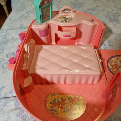 Barbie dollhouse playset with bed, lamp, TV