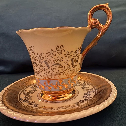 Porcelain vintage cup and saucer Bavaria RW used with floral decoration