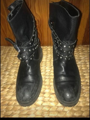 Zara leather women's boots used, size 38, black with studs