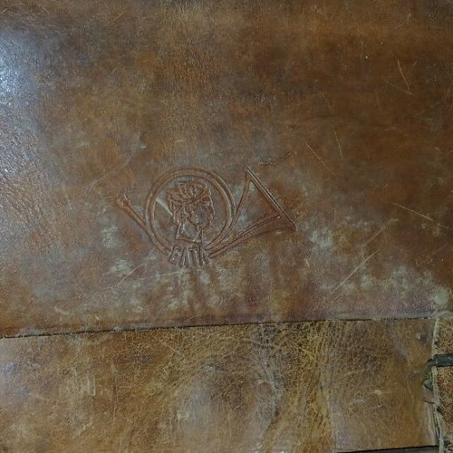 Vintage leather ELTA messenger bag used, 1970s, brown