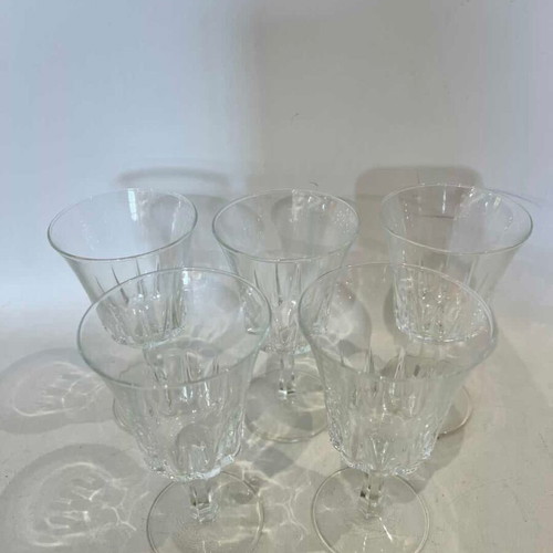 Luminarc Regency crystal glasses set of 5 used, one cracked