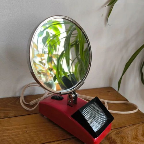 Vintage 70s illuminated makeup mirror used from former Soviet Union