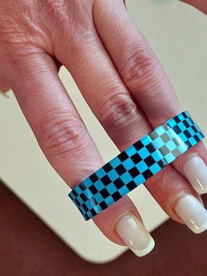 Checkered bracelet, blue and black