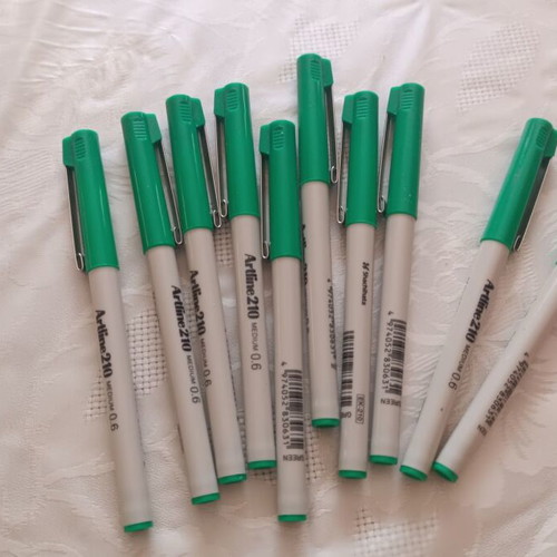 Artline 210 Markers 0.6mm Green Pack of 10 New