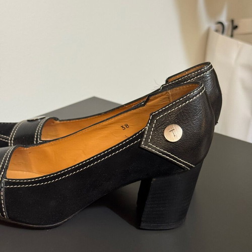 Tod’s pumps used, leather, size 38, black block heel
