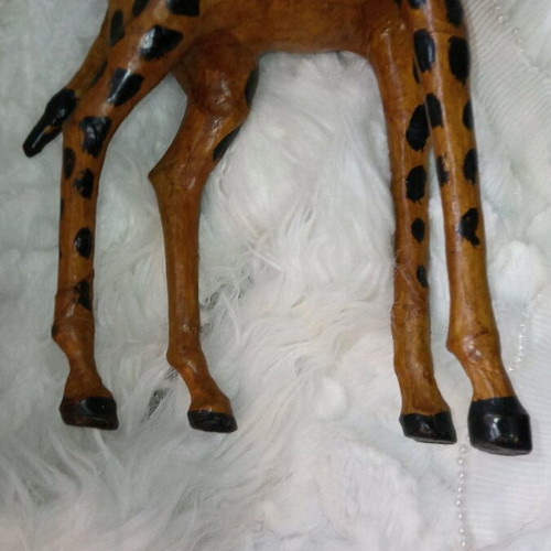 Vintage Handmade Giraffe with Leather Covering, Like New, Height 42cm