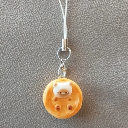Cat Keychain new, white and orange