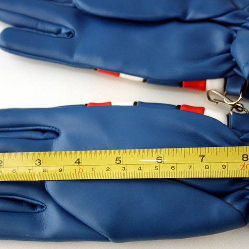 Vintage winter leather gloves retro 80s new, blue