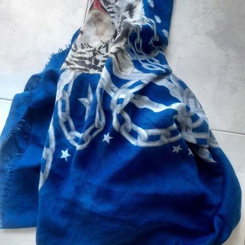 Y2K Pareo large, like new, multicolor blue scarf