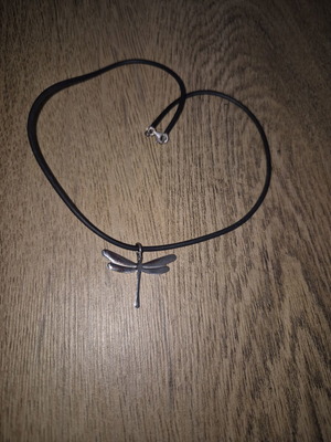 Dragonfly pendant stainless steel with black cord new