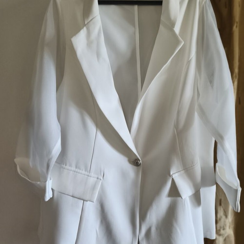 Women's white blazer with transparent sleeves XL, new