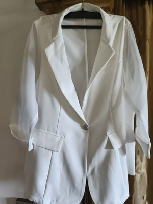 Women's white blazer with transparent sleeves XL, new