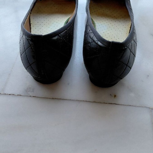 Kalogirou black leather quilted ballerinas with grosgrain details, size 40