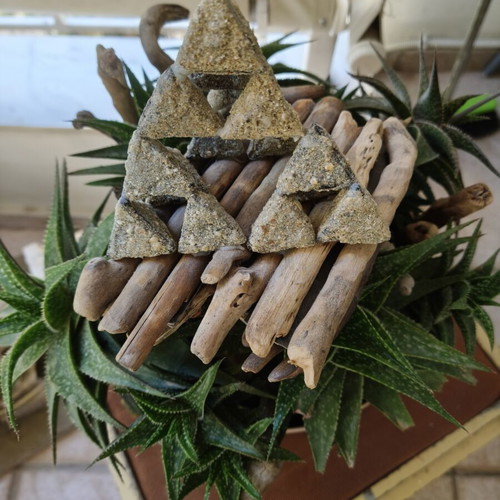 Sierpinski Pyramid new, wood and sand from Naxos beach