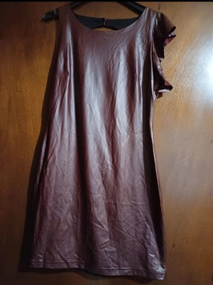Mini dress Anel used, leather, size L, brown and red