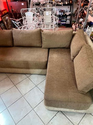 Γωνιακός καναπές μεταχειρισμένος, μπεζ 73x257x171 εκ., μήκος καθίσματος 70 εκ.