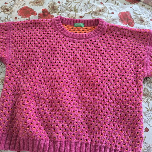 Benetton Sweater like new, pink and orange