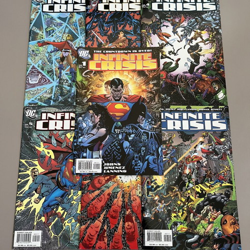 Infinite Crisis #1-7 comic books with George Perez covers