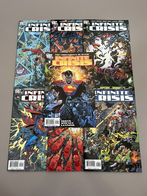 Infinite Crisis #1-7 comic books with George Perez covers